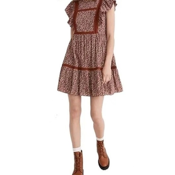 Madewell Flutter Sleeve Cottage Garden Mini Dress Size Small - Picture 1 of 8